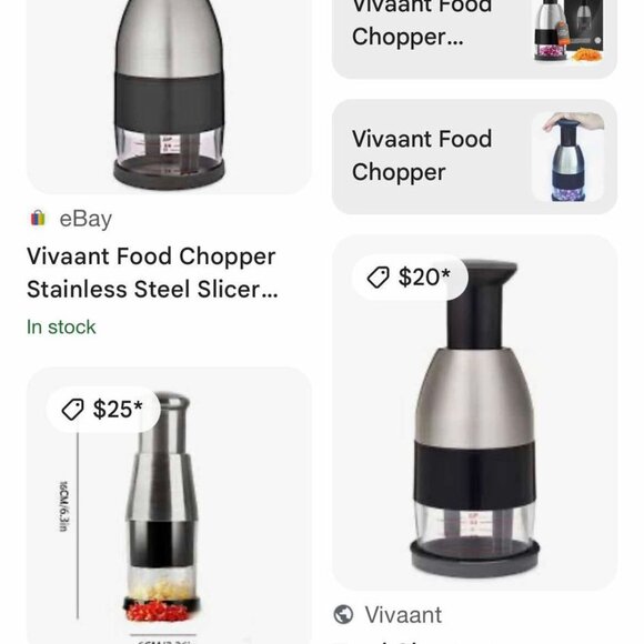 Hand Chopper for Vegetables - Silver/Black Vivaant, Great Gift Idea - Picture 4 of 6